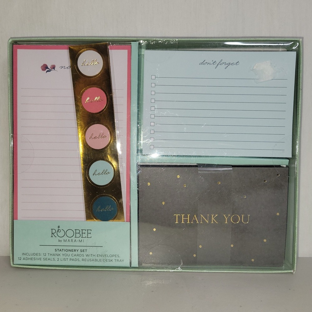 Roobee by‎ Mara Mi Desk Stationery Set - Thank You Cards, Notepad, Envelopes